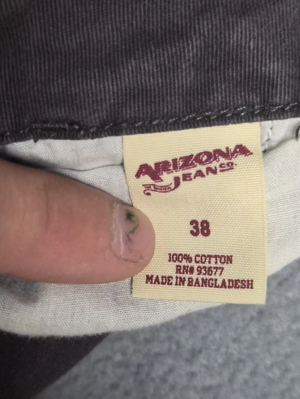 Grey Arizona jeans co baggy shorts size mens 38W